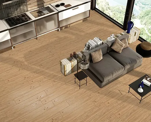 Фото Керамогранит Cottage Brown Carving 20x120 Индия