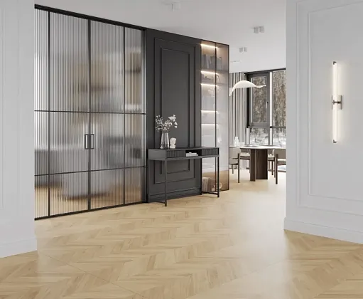 Фото Керамогранит Laparet Wood Royal Almond Chevron Бежевый Матовый Карвинг 60Х120 Индия