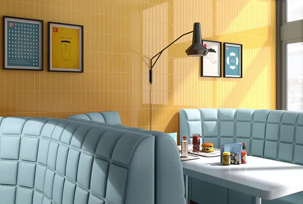Фото Плитка Equipe 28530 Costa Nova Onda Baby Blue Matt 5x20 Испания