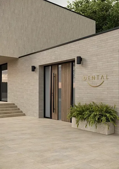 Фото Клинкерная плитка Paradyz Eremite Crema Elewacja Struktura Mat B1a 39,7x6,5 Польша