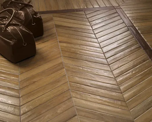 Керамогранит J86582 Vintage Brune CHEVRON 7,5x40,7 для гостиной, для кухни, для прихожей Фото Керамогранит J86582 Vintage Brune CHEVRON 7,5x40,7 Италия