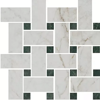 Фото Мозаика T038\SG6540 Серенада мозаичный белый лаппатированный 32x32 Россия