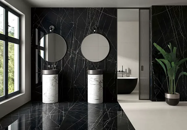 Фото Керамогранит Tau Ceramica Marquina Black Pul. 6mm 120x280 Испания