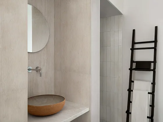 Фото Керамическая плитка Ragno Marazzi RCUL Travertino Wall Cross Bianco Rett 40x120 Италия