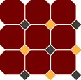 Керамогранит Top Cer 4420 OCT14+21-A Brick Red OCTAGON 20/Black 14 + Ochre Yellow 21 Dots 30x30