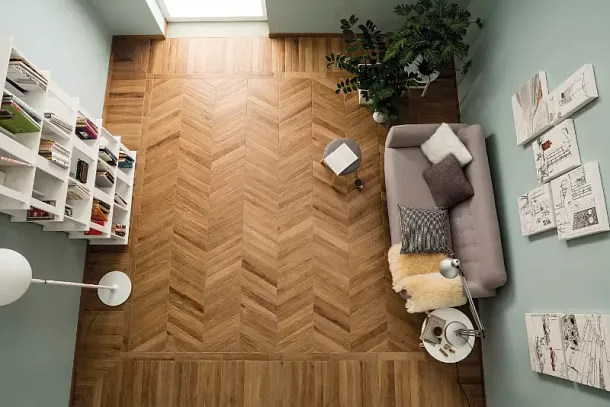 Керамогранит J86584 Vintage DORE CHEVRON 7,5x40,7 для гостиной, для кухни, для прихожей Фото Керамогранит J86584 Vintage DORE CHEVRON 7,5x40,7 Италия