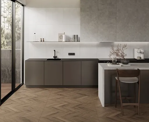 Фото Керамогранит Laparet Wood Latina Brown Chevron Коричневый Матовый Карвинг 60Х120 Индия