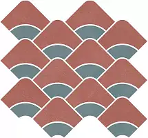 Фото Декор Таделакт наборный красный, бирюзовый матовый обрезной 30x28x0,9 (KMD2HID012BR)