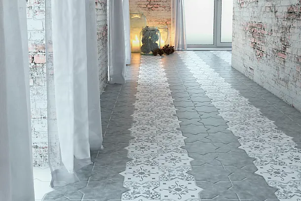 Фото Керамогранит Becolors Star Dec. Stencil Lagoon 13.25х13.25 Испания