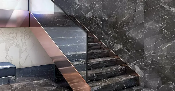 Фото Керамогранит Kutahya Seramik Black Calacatta Kristal Parlak Nano Rectified 60x120 Турция