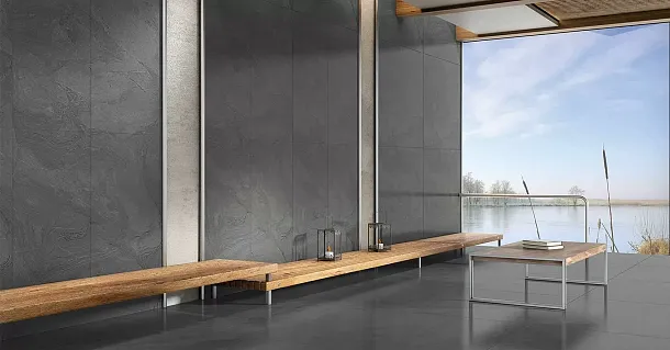 Фото Керамогранит Kutahya Seramik Atlantis Anthracite Lappato Rectified 60x120 Турция
