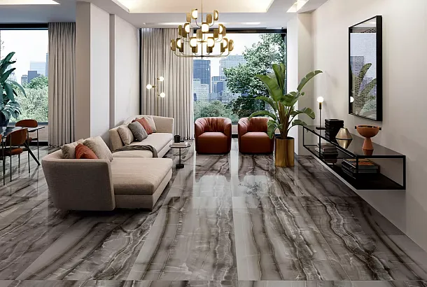 Фото Керамогранит Sant Agostino CSAAKIVL18 Akoya Ivory Krystal 90x180 Италия
