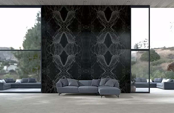 Фото Керамогранит Kutahya Seramik Black Calacatta Kristal Parlak Nano Rectified 60x120 Турция