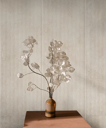 Фото Керамическая плитка Ragno Marazzi RCUR Travertino Wall Struttura 3D Pli Cross Bianco Rett 40x120 Италия