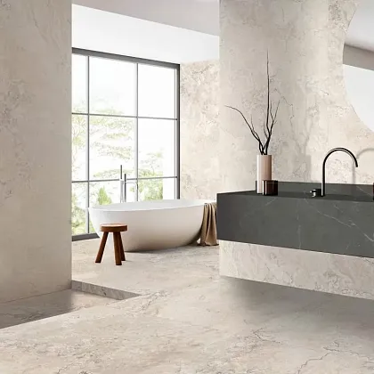 Фото Керамогранит Ariana Ceramica 0012321 Memento Bruges Smoke Antique 3D Rett 60x120 Италия