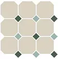 Керамогранит Top Cer 4416 OCT18+13-B White OCTAGON 16/Green 18 + Turquoise 13 Dots