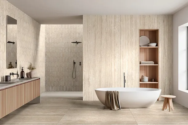 Фото Керамогранит Ragno Marazzi RCAD Realstone Travertino Vein Titanio Rett 60x120 Италия