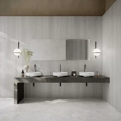 Фото Керамогранит Flaviker 0014154 Double Plain Grey Nat Rett. P. Tech R10 C 60x120 Италия