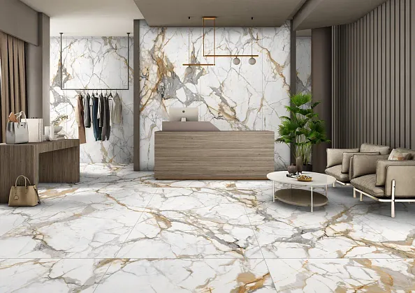 Фото Керамогранит Ennface ENMAR4002HG60120 Calacatta Sun High Glossy 120x60x0.9 Индия
