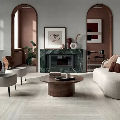Фото Керамогранит Ariana Ceramica 0010817 Dorica Greige Antique 3D Rett 60x120 Италия