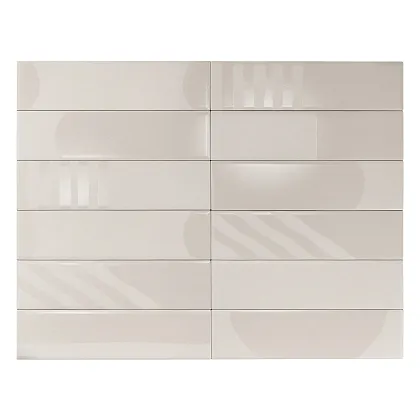 Фото Плитка Smile Tile Rivera Milky White 7.5x30 Индия