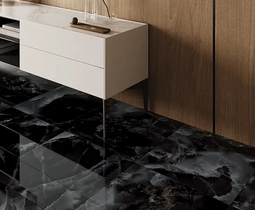 Фото Керамогранит Laparet Andora Black Чёрный Полированный 60Х120 Индия