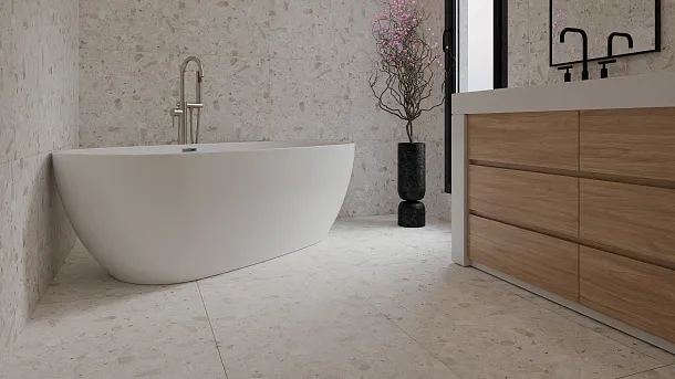 Фото Керамогранит Protiles PT60J7052 Terrazzo Beige Carving 600х600х9 Узбекистан