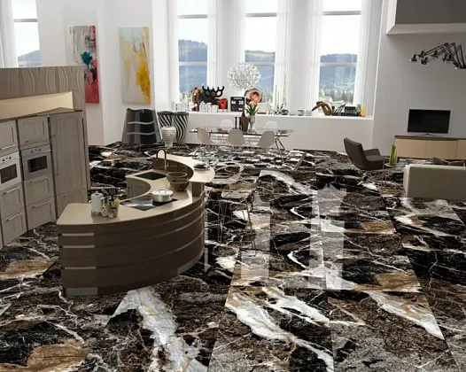 Фото Керамогранит Kvill Black High Glossy 60x120 Индия