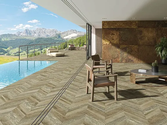 Фото Керамогранит Aparici Chevron Oak Stamp 49,75x99,55 Испания