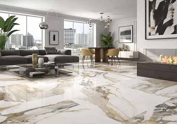 Фото Керамогранит Geotiles Crash Beige Polished 90x90 Испания