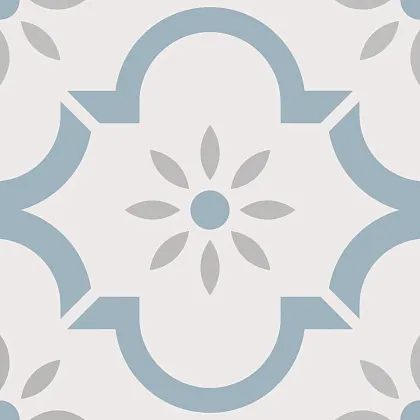 Фото Керамогранит Smile Tile Арабески голубой 20x20 Индия