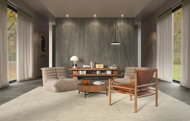 Фото Керамогранит Fondovalle ROT267 Royal Travertino Bianco Vein 3D Texture Honed 120x278 Италия