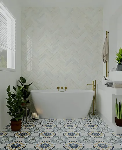 Фото Плитка Smile Tile Jazz Blanco 7.5x22.5 Индия