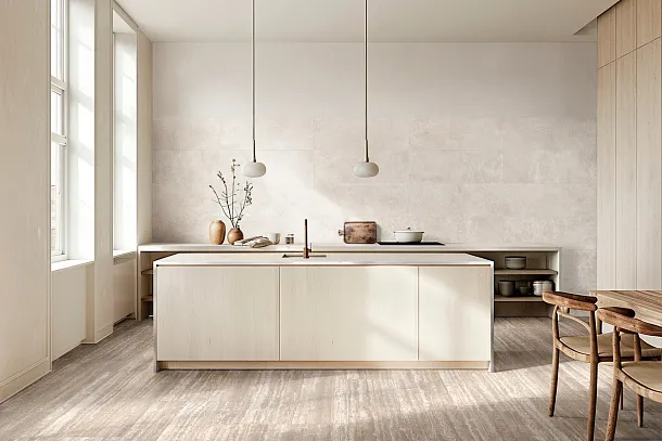 Фото Декор Ragno Marazzi RCUV Travertino Wall Decoro Malva Touch Cross Bianco Rett 40x120 Италия