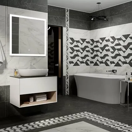 Фото Бордюр SPA045R Буонарроти серый темный обрезной 30*2.5 Россия