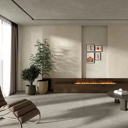 Фото Керамогранит Dado Ceramica 005505 Shellstone Bianco Rigat-One 3D 60x120 Италия