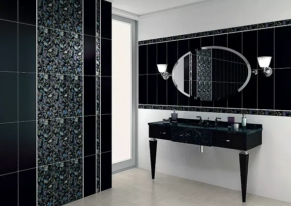 Фото Плитка 7095T Городские цветы черный 20*50 Россия