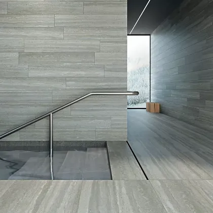 Фото Керамогранит Ariana Ceramica 0010817 Dorica Greige Antique 3D Rett 60x120 Италия