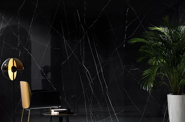 Фото Керамогранит Tau Ceramica Marquina Black Pul. 6mm 120x280 Испания