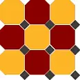 Керамогранит Top Cer 4421/20 OCT14-B Brick Red 20 Ochre Yellow 20 Octagon/Black 14 Dots 30x30