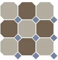Фото Керамогранит Top Cer 4401+29 OCT11-A Beige 01 Coffe Brown 29 OCTAGON/Blue Cobalt 11 Dots