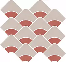 Фото Декор Таделакт наборный серый светлый, красный матовый обрезной 30x28x0,9 (KMD2HID010BR)