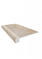 Фото Ступень комплект Kailas Light Brown KA03 неполированная (прямоугольный бортик + подступенок) 33x120