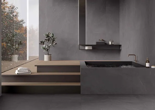 Фото Керамогранит Dado Ceramica Walk Rigatino Graphite Rett 60x120 Италия
