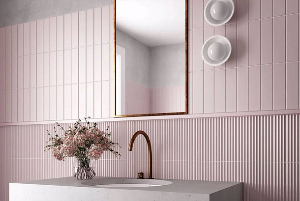 Фото Плитка 28478 Costa Nova Praia Pink Stony Glossy 5x20 Испания