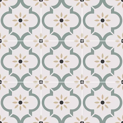 Фото Керамогранит Smile Tile Арабески зеленый 20x20 Индия