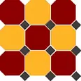Керамогранит Top Cer 4420/21 OCT14-A Brick Red 20 Ochre Yellow 20 Octagon/Black 14 Dots 30x30