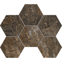 Фото Мозаика BR04 Bernini Hexagon Dark Brown полированная 25x28,5