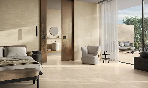Фото Керамогранит Monocibec 141133 Mythology Simbios Ivory Brushed Rect 60x120 Италия