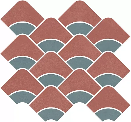 Фото Декор Таделакт наборный красный, бирюзовый матовый обрезной 30x28x0,9 (KMD2HID012BR) Россия